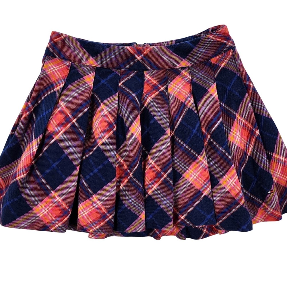 Tommy Hilfiger Skirt Kids Size 7 Navy Pink Plaid Pleated Cotton Classic
